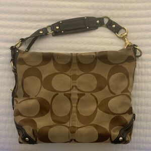 Coach Tan and Brown Shoulder Bag